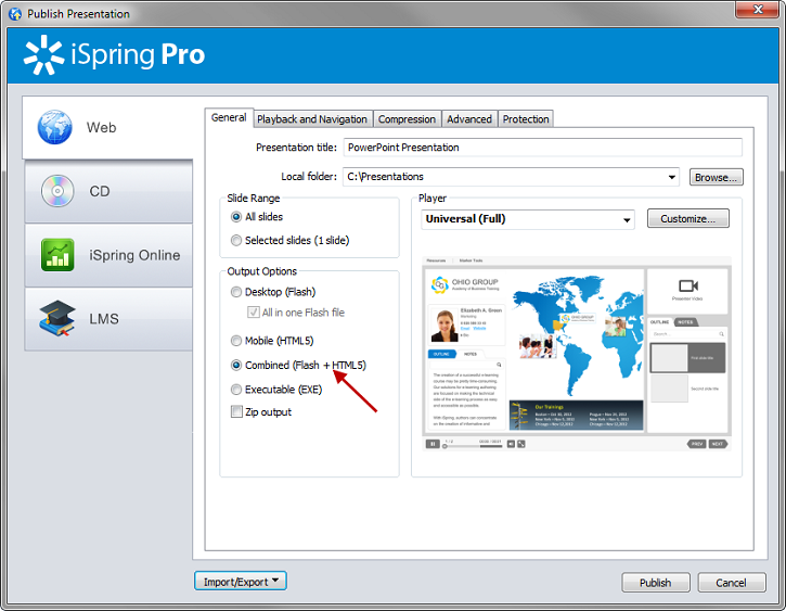 iSpring Pro 7. Конвертация презентаций во Flash + HTML5